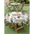 thumbnail image 3 of Spring Leaves Flowers Outdoor Tablecloth - 54 Inch Round Dining Table Cover, Rustic Flower Pastoral Botanical Waterproof Outdoor Table Cloth with Umbrella Hole & Zipper for Picnic/Patio/Party, 3 of 7