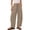Khaki, variant on Womens Cotton Linen Barrel Sweatpants Casual Drawstring Elastic Waist Flowy Pants Dark Gray 3XL