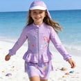 thumbnail image 2 of 3-12T Girls Rash Guard 2 Pieces Bathing Suit Long Sleeve Swimsuit Swimming Skirt with Shorts Swimwear, 2 of 9