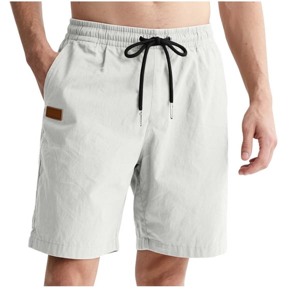 Mlzmgr Shorts for Men with Pockets Drawstring 7 Inch Inseam Regular Fitted Basic Casual Shorts Solid Color