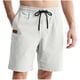 thumbnail image 2 of pstuiky Pantalones cortos de gimnasio para hombre, Pantalones de cuero con etiqueta y cintura elástica para hombre, color liso, a la moda Pantalones cortos de baloncesto, 2 of 8