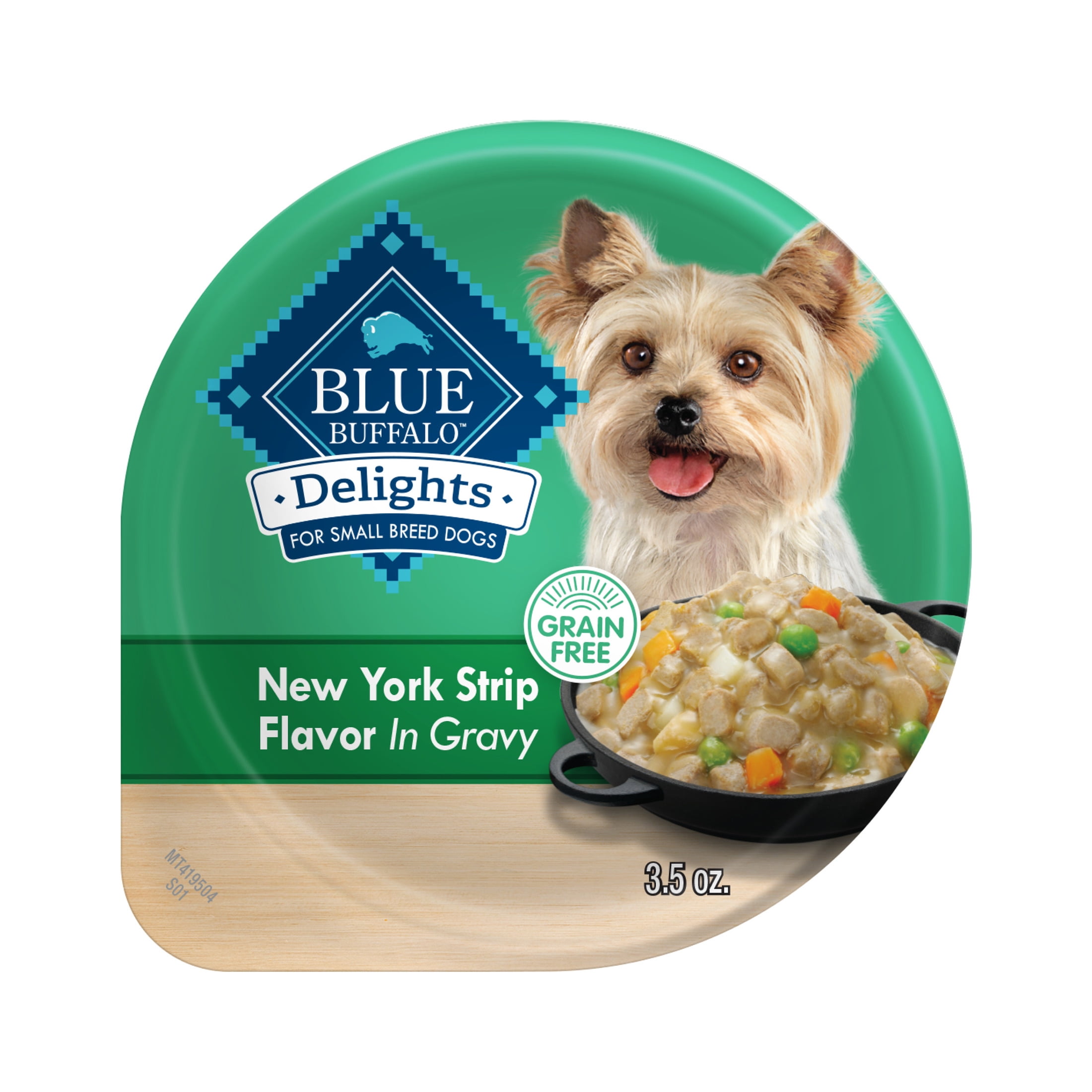 (12 pack) Blue Buffalo Delights Small Breed Natural Wet Dog Food, NY Strip in Gravy, 3.5-oz. Cup