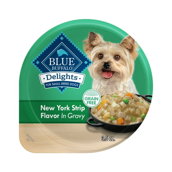 Blue Buffalo Delights Small Breed Natural Wet Dog Food, NY Strip in Gravy, 3.5-oz. Cup