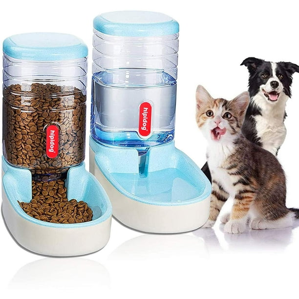 Dispensador automático de agua y comida para mascotas, gatos, perros, 3,8 l, con 1 dispensador de agua y 1 comedero automático Adepaton MZQ-0069-2