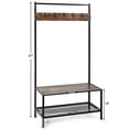 thumbnail image 4 of COSTWAY 3 in 1 Industrial Coat Rack Shoe Bench Hall Tree Entryway Storage Shelf w/ Hooks, 4 of 10