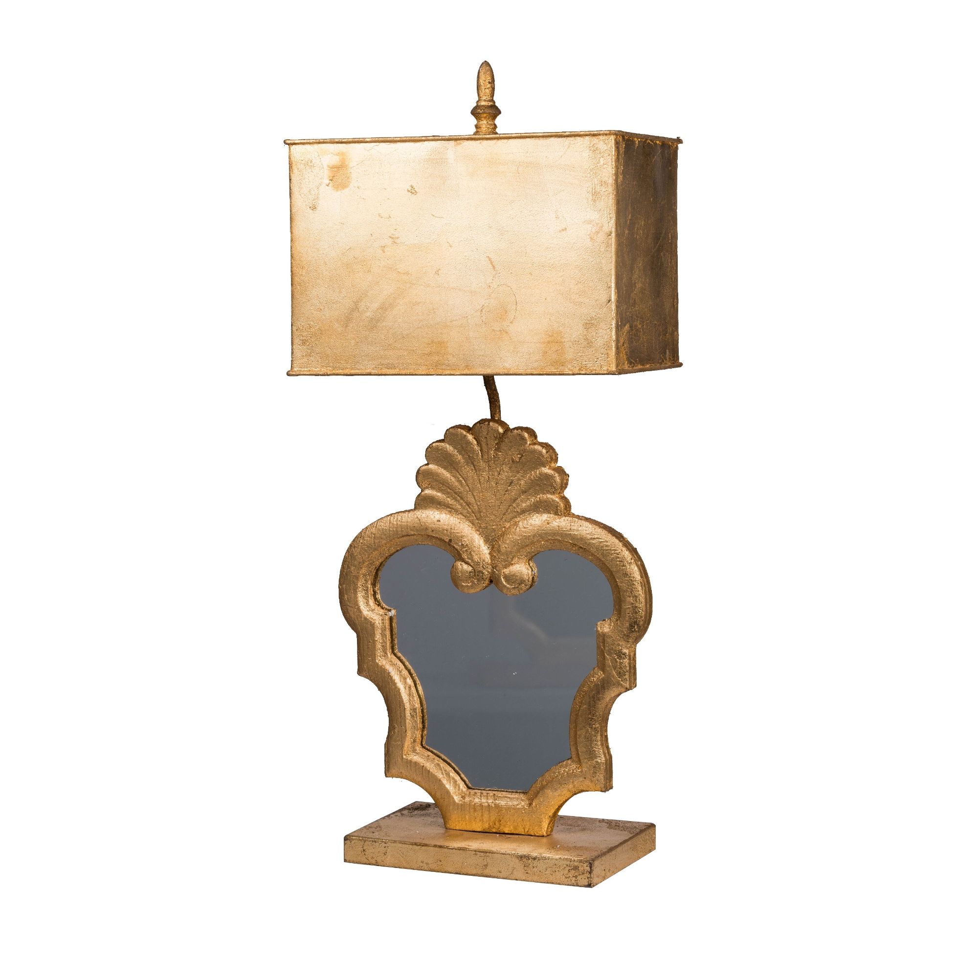 29" Vintage Style Gold Accent Mirror Table Lamp with Drum Shade