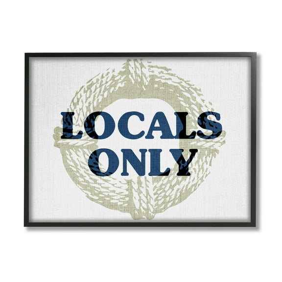 Stupell Industries Locals Only Maritime Phrase Nature Painting Black Framed Art Print Wall Art, 14 x 11