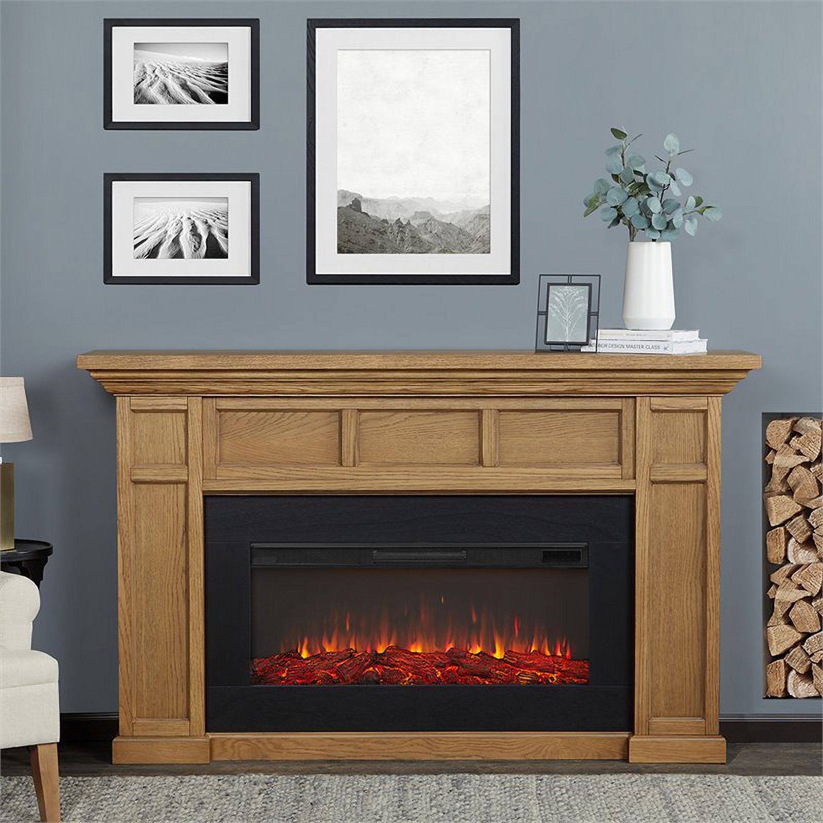 Real Flame 74.75’’ x 45.75’’ Free Standing 5000 BTU Electric Indoor Fireplace