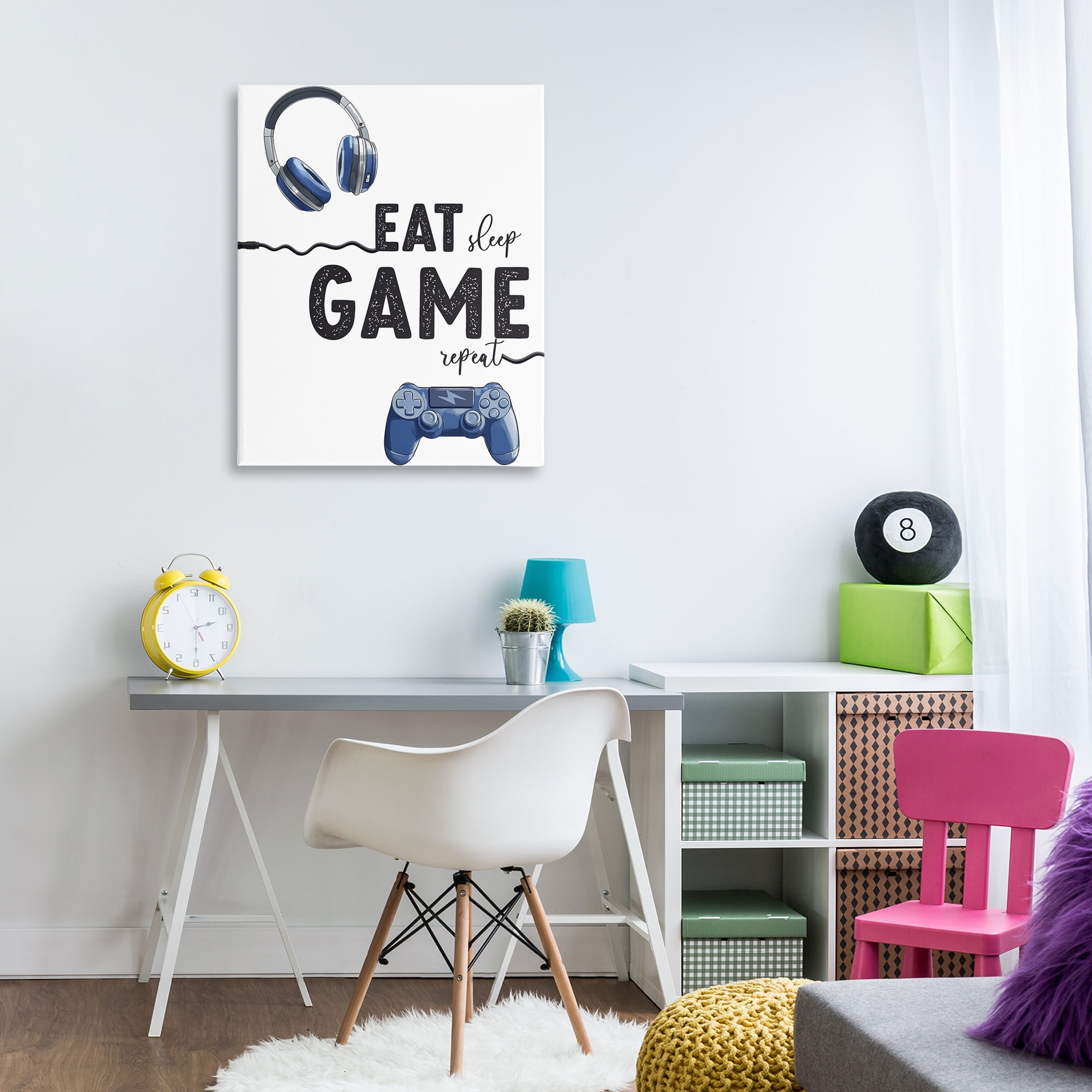 Eat Sleep Game Lifestyle Canvas Wall Art, design by Christine Simpson Art
