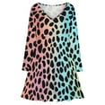 thumbnail image 3 of Cheetah Pattern Long Sleeve Dresses For Women Vintage Elegant Party Dress Oversized V-neck Dress S-8XL, 3 of 7