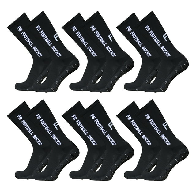 TFixol 6-Pack Grip Football Socks in Assorted Colors, Sizes 39-46, Lightweight Polyester Fiber, 22x10x10cm Package