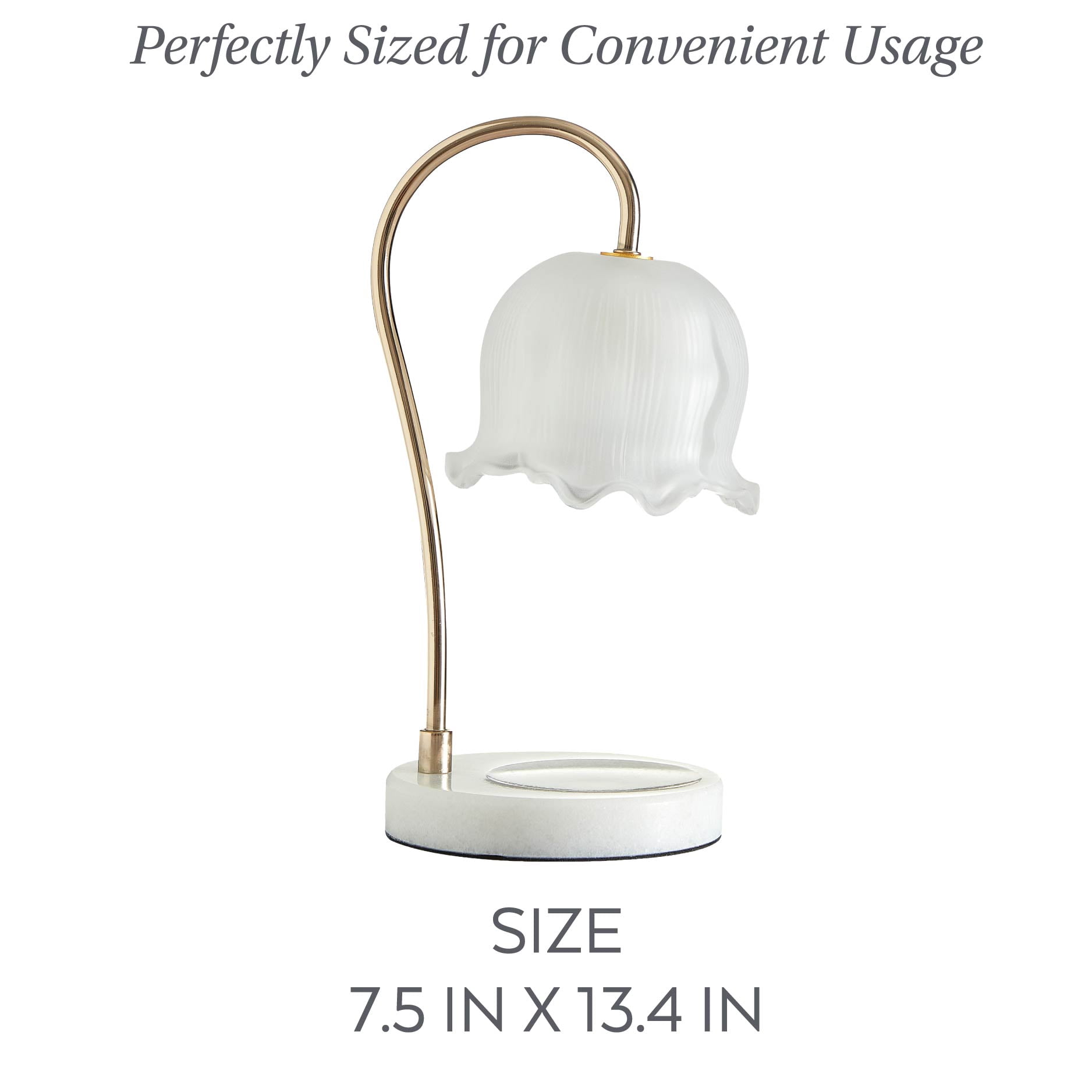 Stylehouse Home Decor Collection Scalloped White Glass Candle Warmer Lamp with Floral Shade