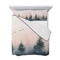 thumbnail image 7 of Rustic Foggy Forest Queen Size Down Alternative Comforter, Lightweight Comforter Quilt Bedding Set with Pillow Shams Watercolor Trees Birds Landscape All Seasons Bed Comforter Duvet Insert 90"x96", 7 of 7