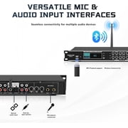 Karaoke Processor System, Digital Pre-Stage Effector Vocal Effects Preamp KTV Mixer Equalizer with 4-level FBX, Anti-Howling Microphone Sound Audio Processor w/ Bluetooth Optical Audio Input