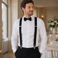 thumbnail image 2 of KAMBERFT Men's Black 1.4 inch Wide Adjustable Y-Back Suspenders, 2-Piece Set with Pre-Tied Bow Tie, 2 of 5