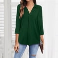 thumbnail image 2 of ZMHEGW Women V Neck Blouse 3/4 Sleeve Tops Casual Tunic Blouse Work Shirts Casual Blouse, 2 of 7