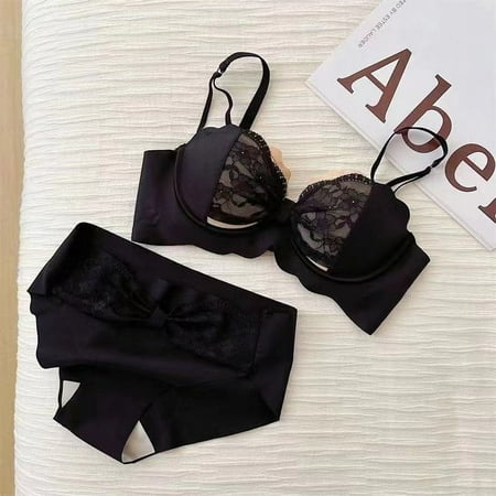 New Sweet Lace Sexy Wireless Bra Small Chest Push up Big Side Adjustment Girl Lingerie Set