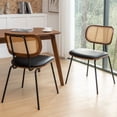 thumbnail image 2 of FOWEOAIU Modern Dining Chairs,Leather Upholstered Side Chairs With Cane Back, Black (Set of 2), 2 of 9