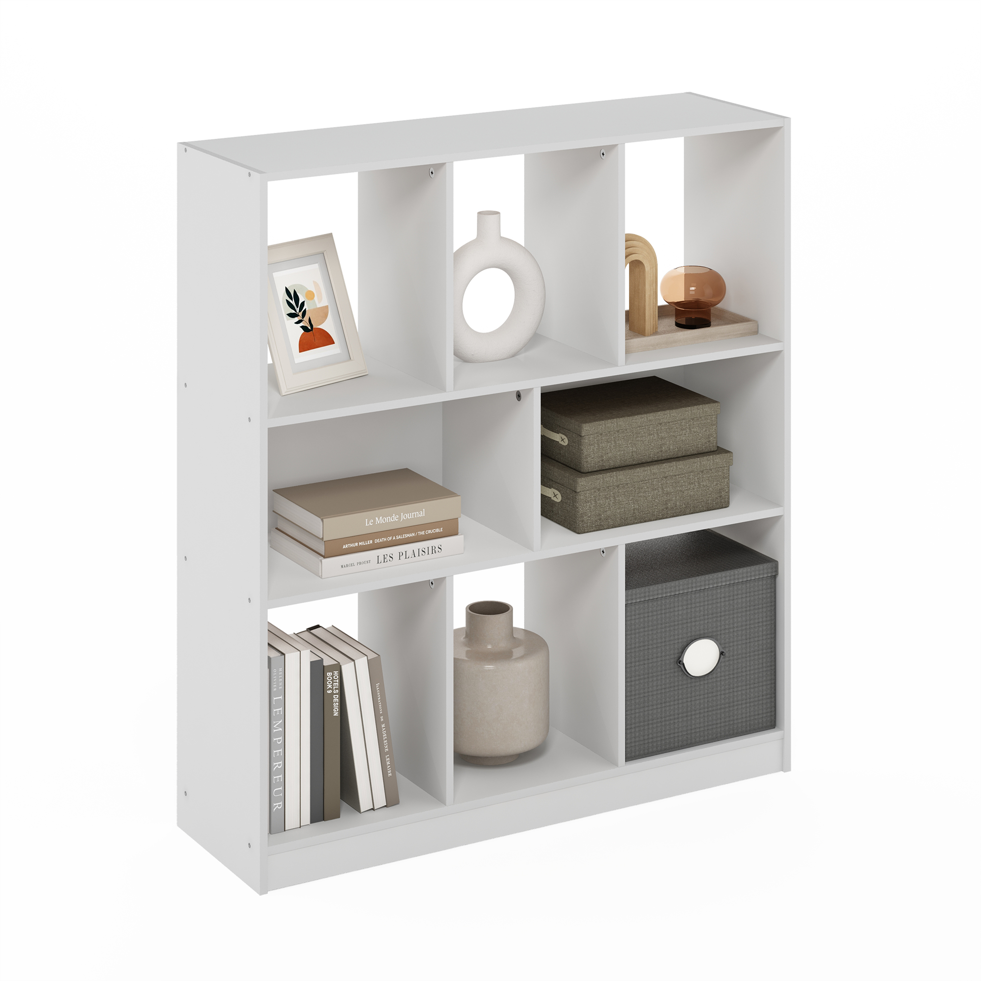Furinno DALY 8-Cube Horizontal Bookcase in Bookshelf in Storage Organizer White