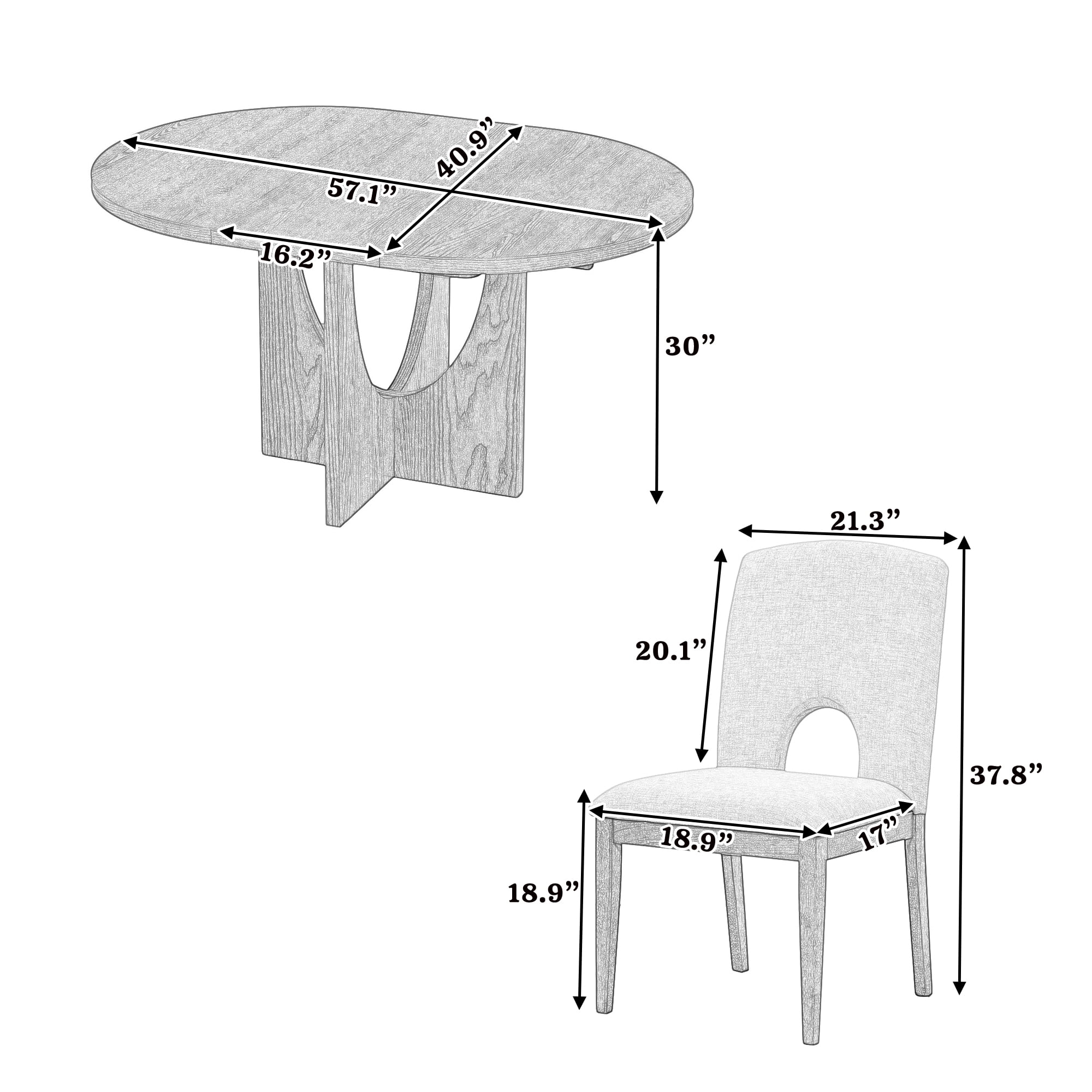 Harper & Bright Designs 5 Pieces Extendable Round Dining Table Set for 4, Modern Kitchen Dining Table with Removable Leaf and 4 Upholstered Chairs for Dining Room, Espresso+Gray