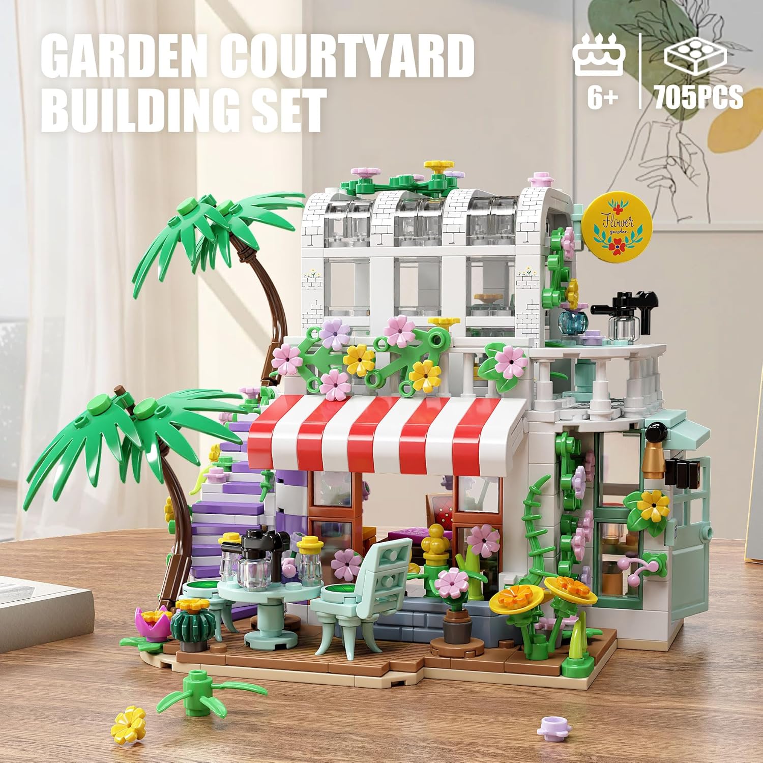 Remocguys Flower House Building Set with LED Compatible with Lego Garden for Adults Kids 705Pcs
