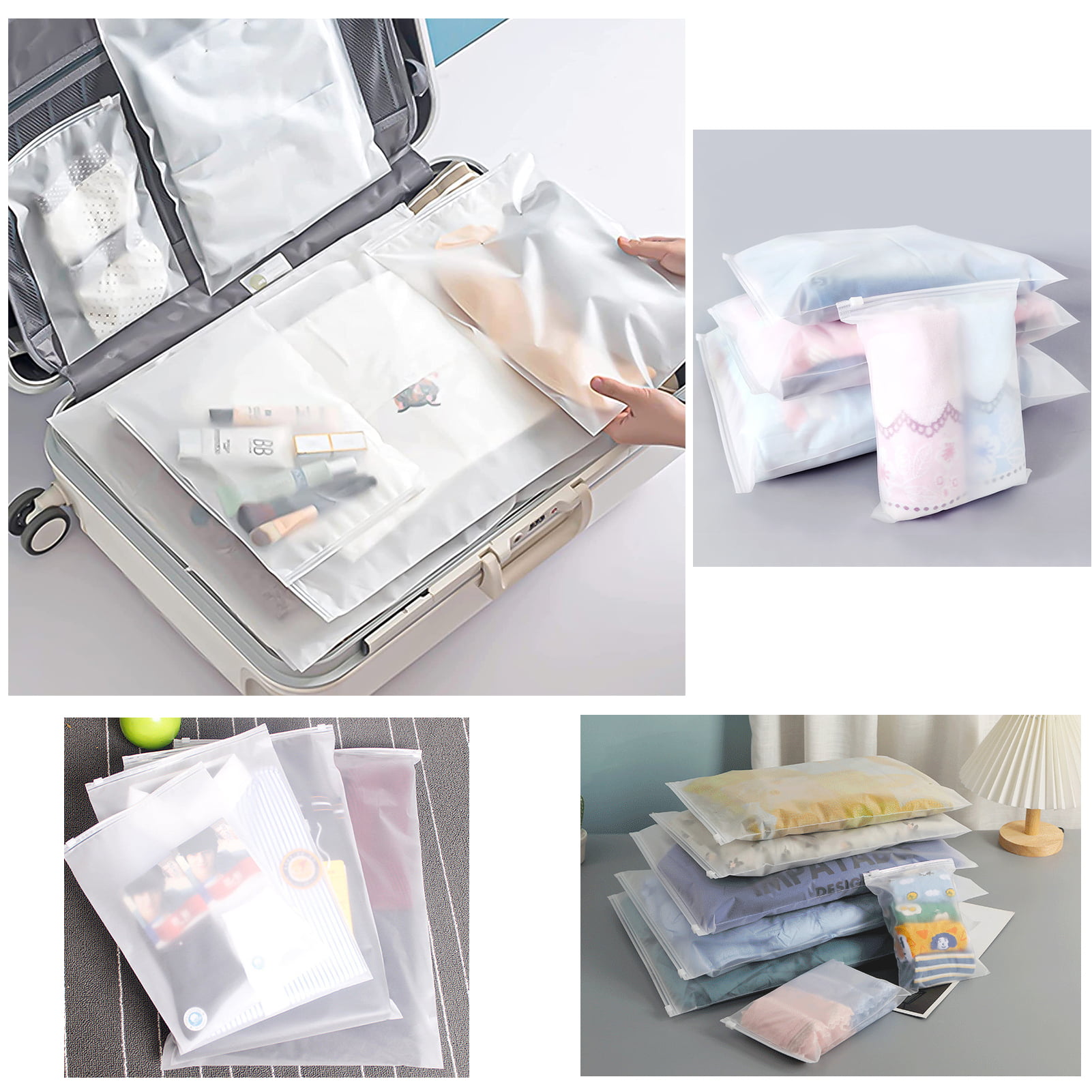 Christmas 100pcs Storage Saving Space Clothes Bags Frosted Plastic Zip-lock  Garment Bags Travel Seal Storage Bags With Vent Holes