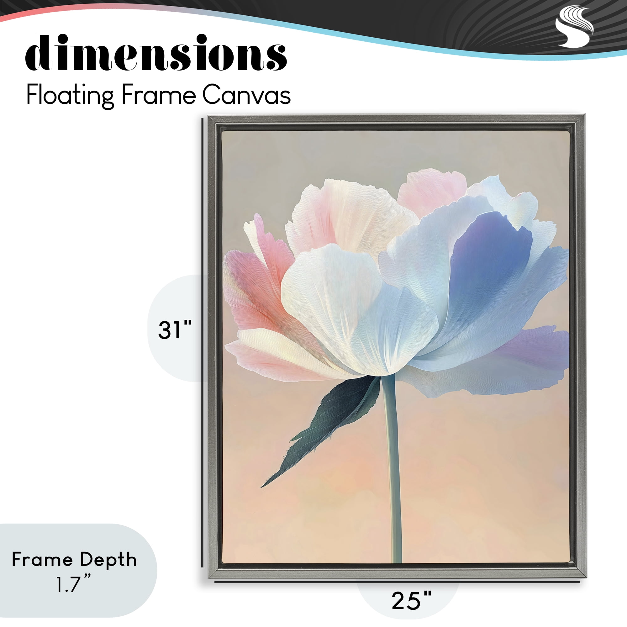 Stupell Industries Pink & Blue Flower Serenity Gray Framed Floater Canvas Wall Art, design by The Prints Vibe