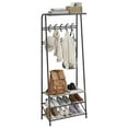thumbnail image 4 of Hall Tree with Bench – 4-in-1 Rustic Entryway Organizer – 5 Hooks, Shoe Rack & Coat Rack – 200 lb Seat – Space-Saving – MDF & Steel – 70"H, 4 of 20