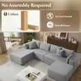 thumbnail image 3 of 4 Seats Boneless Modular Cloud Sectional Sofa with Chaise & Ottoman, Extra-Wide Deep Seats Plush Corduroy Sleeper Soft Couch for Modern Living Room, Small Space Apartment Light Grey 138"-U Shape Left, 3 of 8