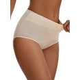 thumbnail image 4 of INSPIRE CHIC Leak Proof Briefs for Women's Cotton High Waist Elastic Waistband Full Coverage Tummy Control Underwear S Beige, 4 of 4