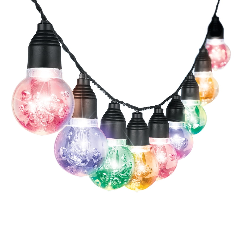 LED Solar Powered String Bubble Lights 10 Bulbs Great for Patios or Gardens Automatically