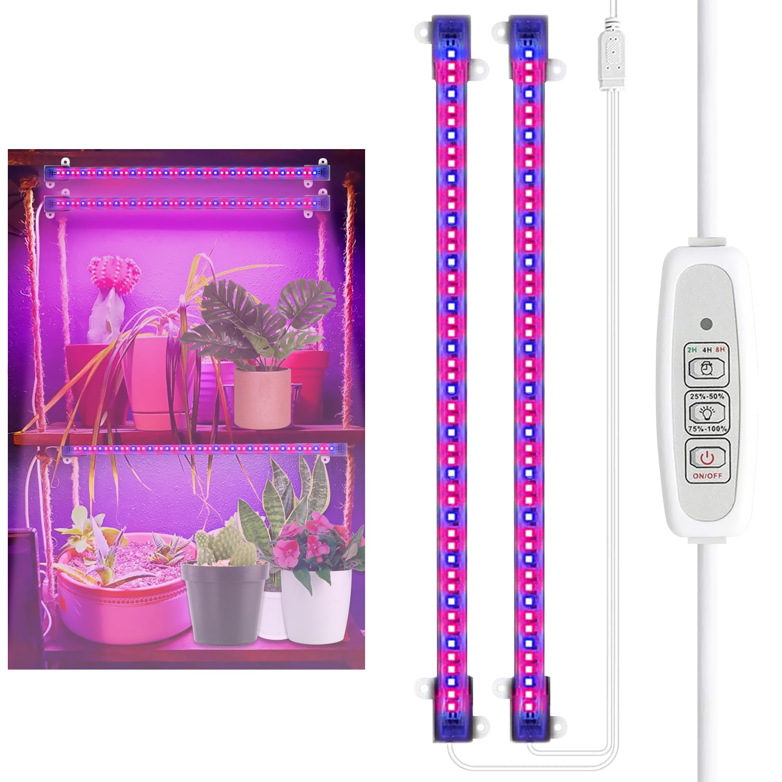 LED Plants Grow Light, 20W Plant Grow Light Strips with Auto On/Off