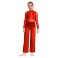 thumbnail image 4 of TTAO Combinaison de Danse Artistique Patchwork en Maille Métallique à Manches Longues pour Filles Rouge 14, 4 of 6