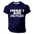 thumbnail image 2 of Men Summer Tops Short Set T Shirt Short Sleeve Tees Men Running T Shirt Turtle Tees Mens Shirts Size Medium Layering Tee Tunic Neck Top Shirts for with Sleeves Dark Undershirt ‘ s Letter Dark Blue 2XL, 2 of 4