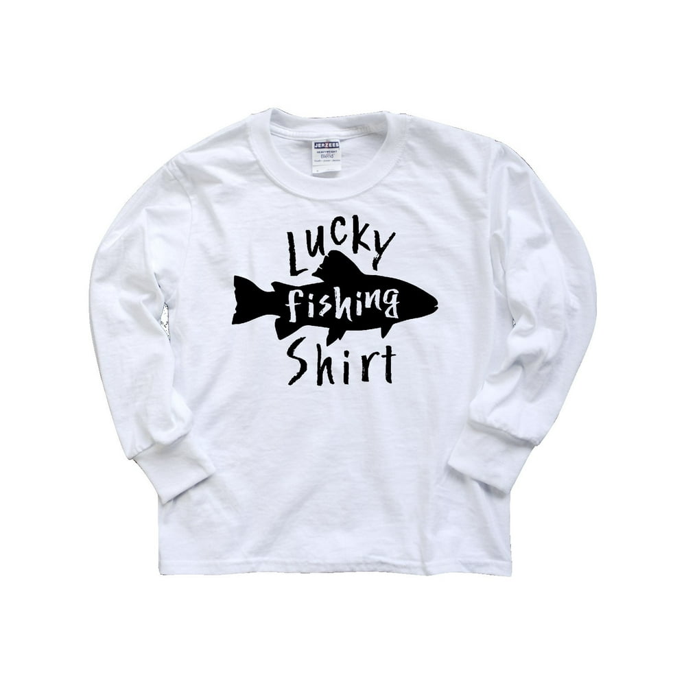 INKtastic Inktastic Lucky Fishing Shirt Fish Child Long Sleeve T