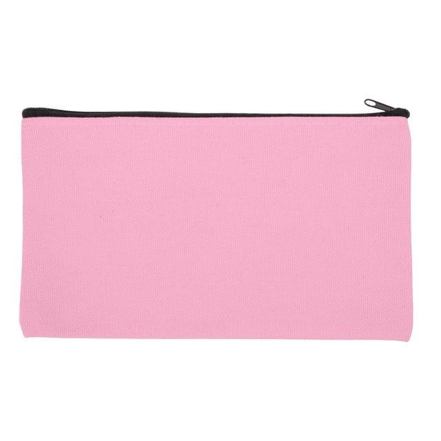Estuche de Lápiz de Lona Uxcell, Bolsa de Maquillaje de 8.3x4.7 Pulgadas con Cremallera, Rosa/Negro