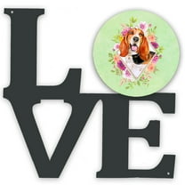 Carolines Treasures CK4276WALV Basset Hound Green Flowers Metal Wall Artwork LOVE 12X12 multicolor