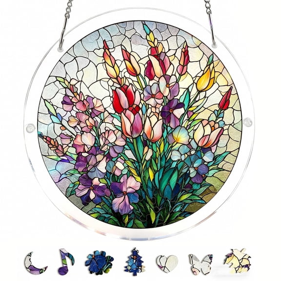 Acrylic Sun Catcher Puzzles, 2026 Upgrade 83 Pieces Acrylic Puzzles Suncatcher, Adults Suncatchers Kits for Doors Garden and Window Hanging