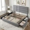 thumbnail image 5 of Amolife Full Size Storage Platform Bed Frame with 4 Drawers & Upholstered Velvet Slat Headboard, Grey, 5 of 12