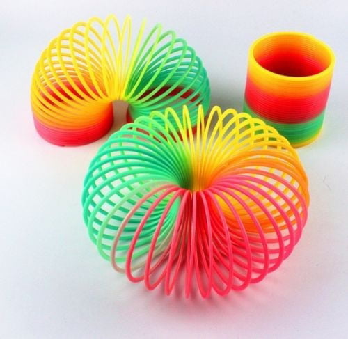 Plastic Spiral Slinkys Rainbow Neon Coloured Spring Party Bag Toys Fun Hot 1 x 