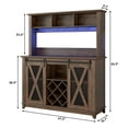 thumbnail image 3 of ANPOO 47"W Farmhouse Coffee Bar Cabinet Wine Rack and Storage, Tall Wine Bar Cabinet with 3 Tier Storage Hutch, Buffet Cabinet with LED Light and Glass Racks for Kitchen Dining Room, 3 of 8