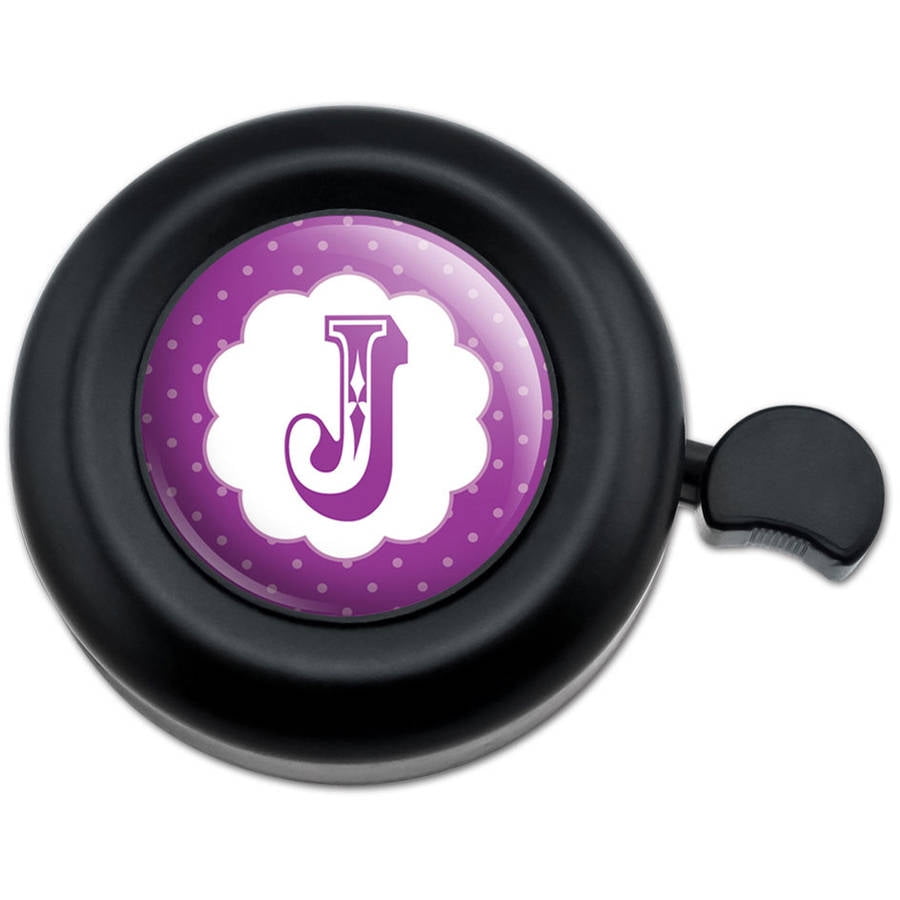 Bicycle Handlebar Bike Bell Letter J Initial Flower Purple