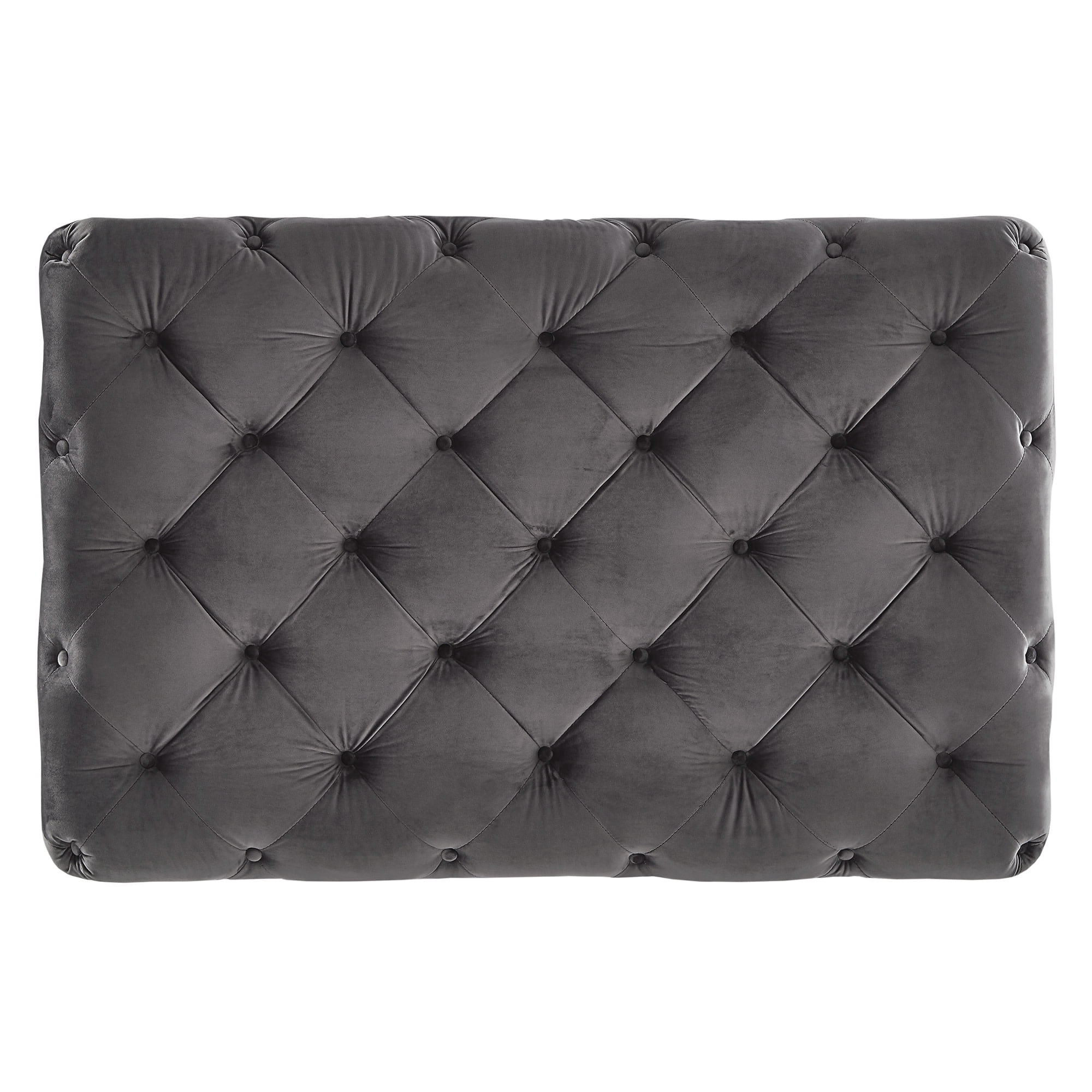 Weston Home Bowman Rectangular Tufted Ottoman with Casters, Dark Grey Velvet