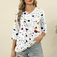 thumbnail image 4 of successthop Floral Blouses for Women Plus Size 3/4 Sleeve Shirt Lightweight Crewneck Casual Tops Print Clothes, 4 of 7