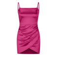 thumbnail image 4 of HBYJLZYG Women's Sleeveless Spaghetti Strap Wrap Dresses Square Neck Ruched Bodycon Party Midi Cami Dresses 2024, 4 of 5