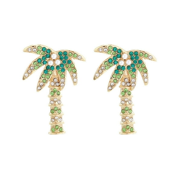 Fashion Trendy Palm Tree Earrings for Women,Bling Unique CZ Tropical Earrings Plant Leaf Drop Dangle Earrings,Funky Novelty Vacation Summer Boho Hawaiian Holiday Cute Jewelry(light green)