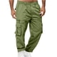thumbnail image 1 of Pantalones cargo para hombre, estilo casual, lisos, con múltiples bolsillos y botones, para exteriores, rectos, para fitness, 1 of 5