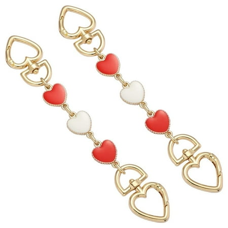 2Pcs Purse Strap Extenders Crossbody Straps Replacement Bag Chains Decoration Accessories 6.7 Inches Shoulder Chains Extension Fit for Crossbody Handbag Purse Pochette Charms-Red+White