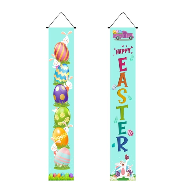 TIMIFIS Easter Porch Sign Happy Easter Banner Indoor Outdoor Wall Hanging Flag Banners