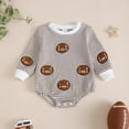 thumbnail image 2 of CAICJ98 Newborn Baby Boy Girl Football Outfit Game Day Sweatshirt Romper Baby Onesies Long Sleeve Pullover Bodysuit Infant Fall Winter Clothes (Brown,6-12 Months), 2 of 7